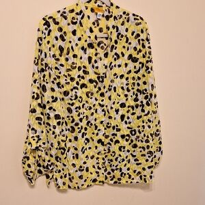 Ruby Rd. Yellow and Black Patterned Button Down Shirt